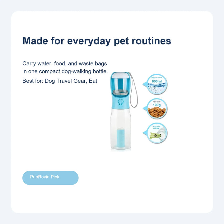 3-in-1 Portable Dog Water Bottle & Food Dispenser - Lifestyle