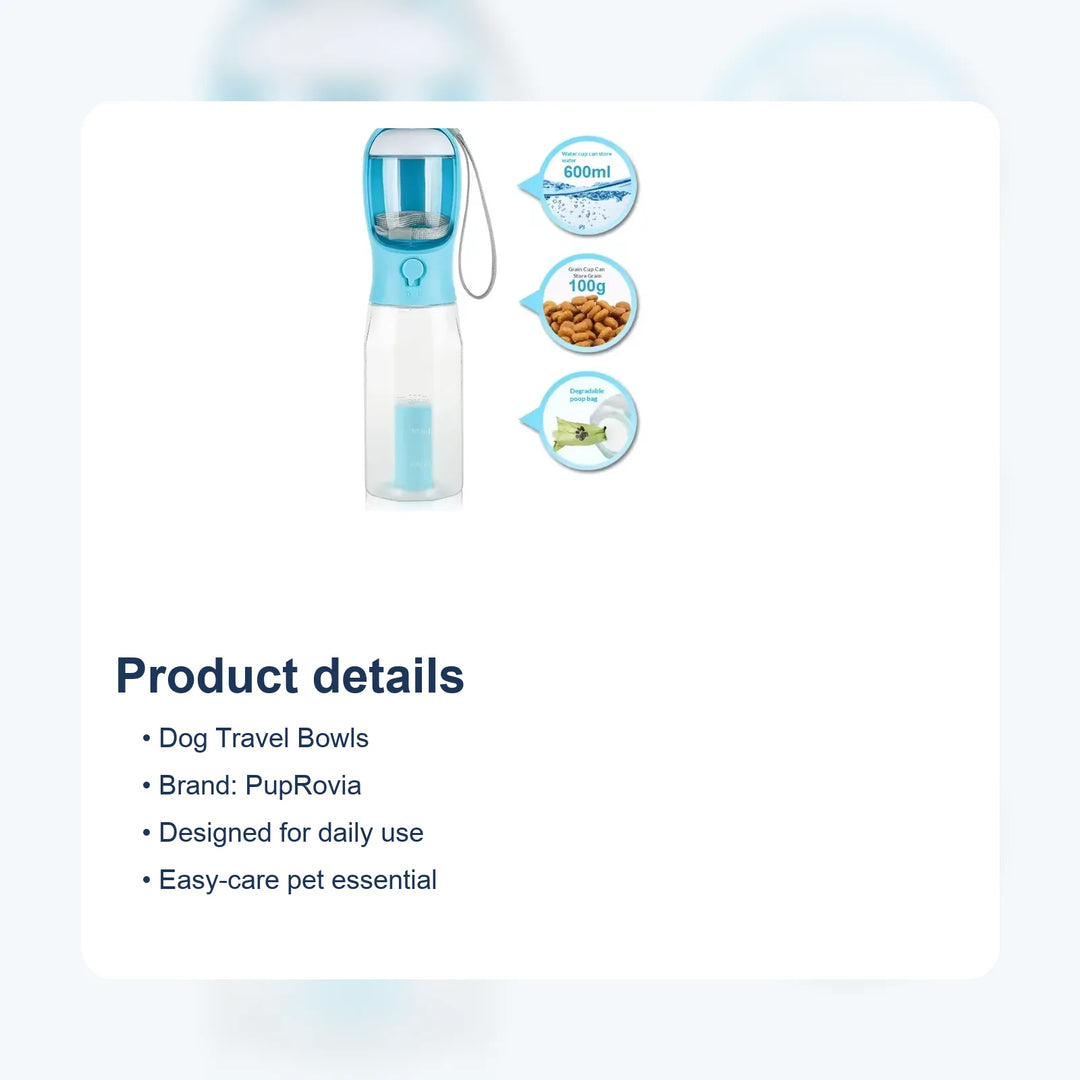 3-in-1 Portable Dog Water Bottle & Food Dispenser - Details